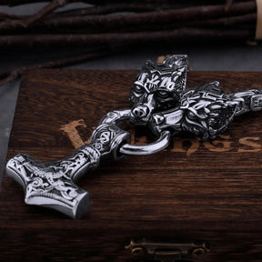 Collar Viking Domineer Wolf Hammer Amulet - Vanguardia Masculina