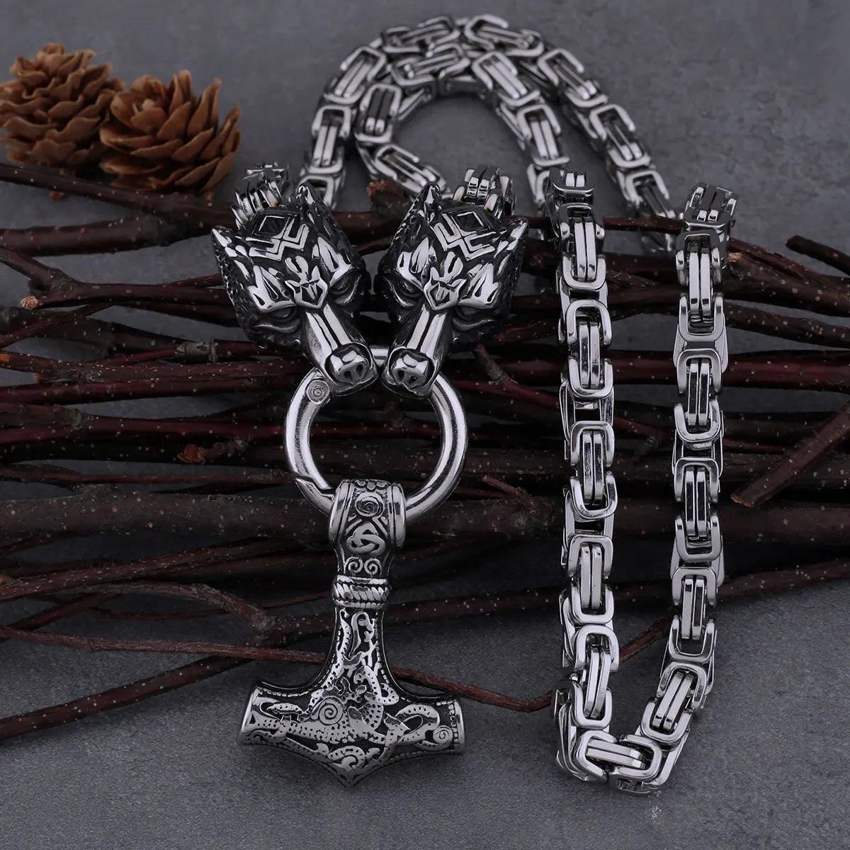 Collar Viking Domineer Wolf Hammer Amulet - Vanguardia Masculina