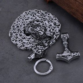 Collar Viking Domineer Wolf Hammer Amulet - Vanguardia Masculina