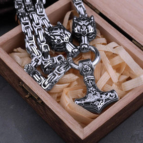 Collar Viking Domineer Wolf Hammer Amulet - Vanguardia Masculina